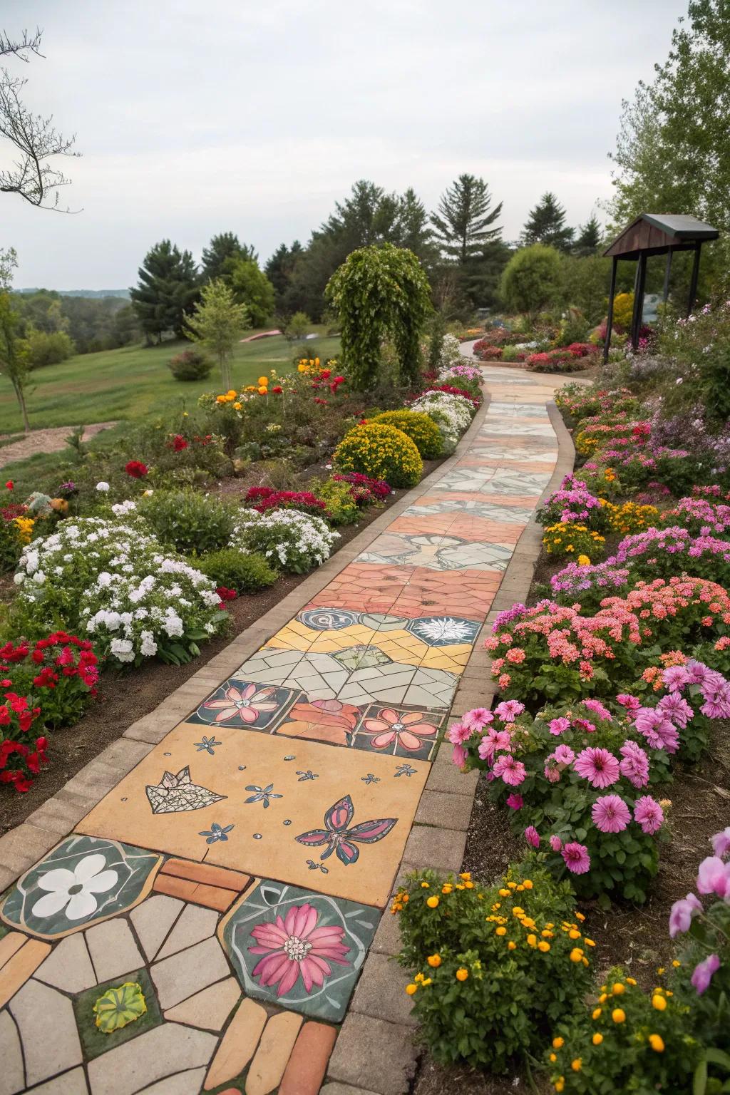 Seasonal-themed pavers adding a dynamic touch to the garden throughout the year.