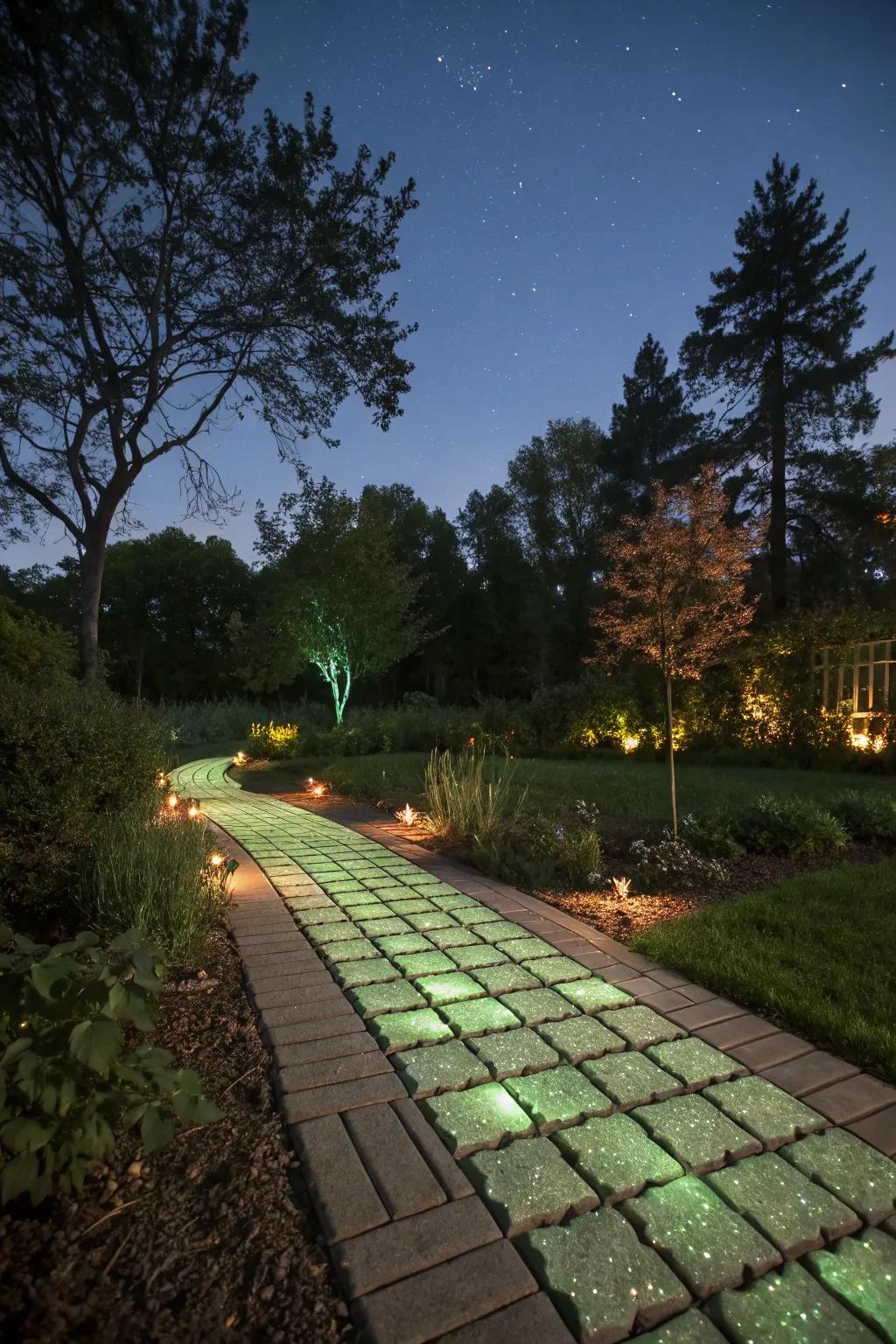 Luminous pavers lighting up the night with a magical glow.
