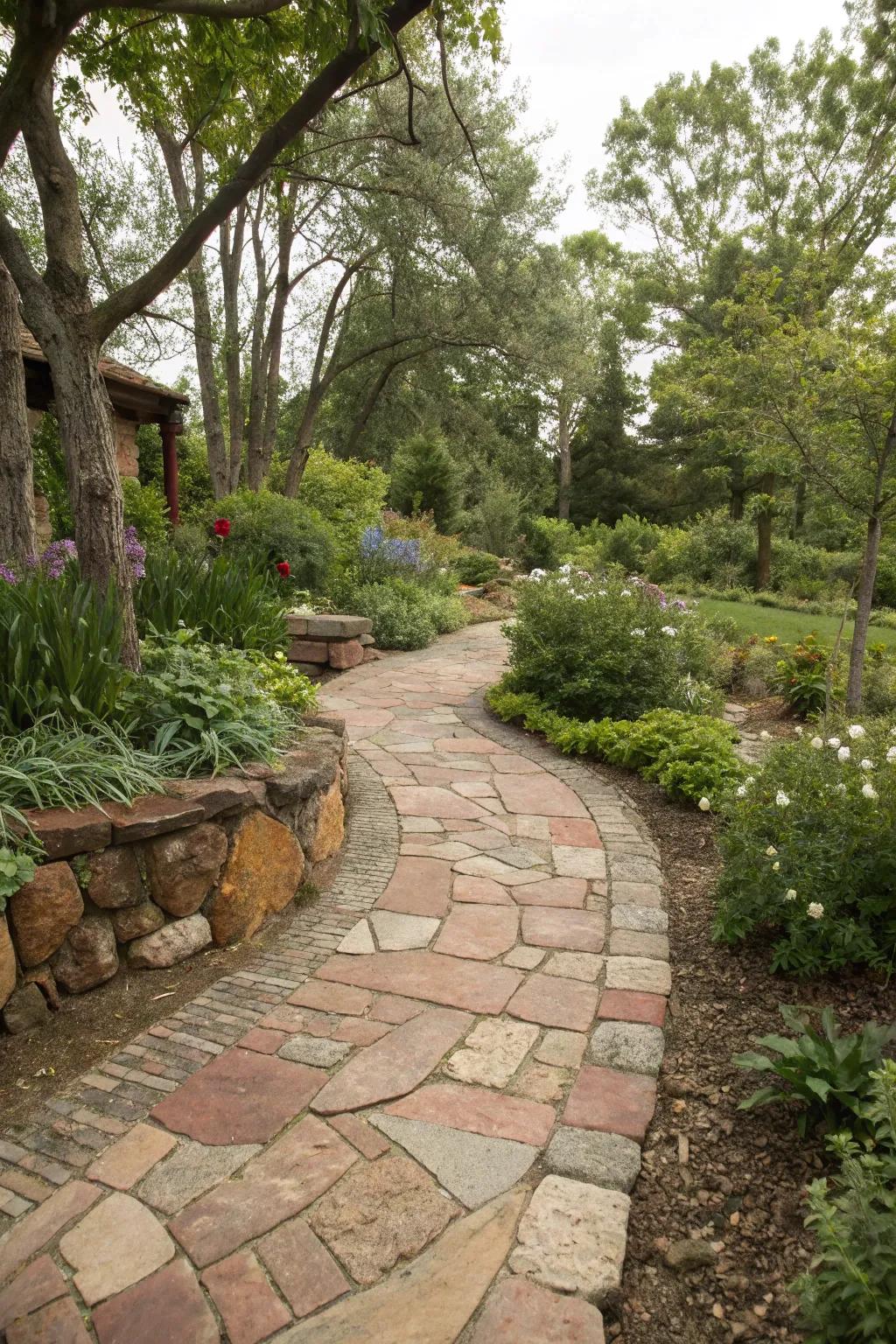 Pavers painted to replicate the rustic charm of natural stone.