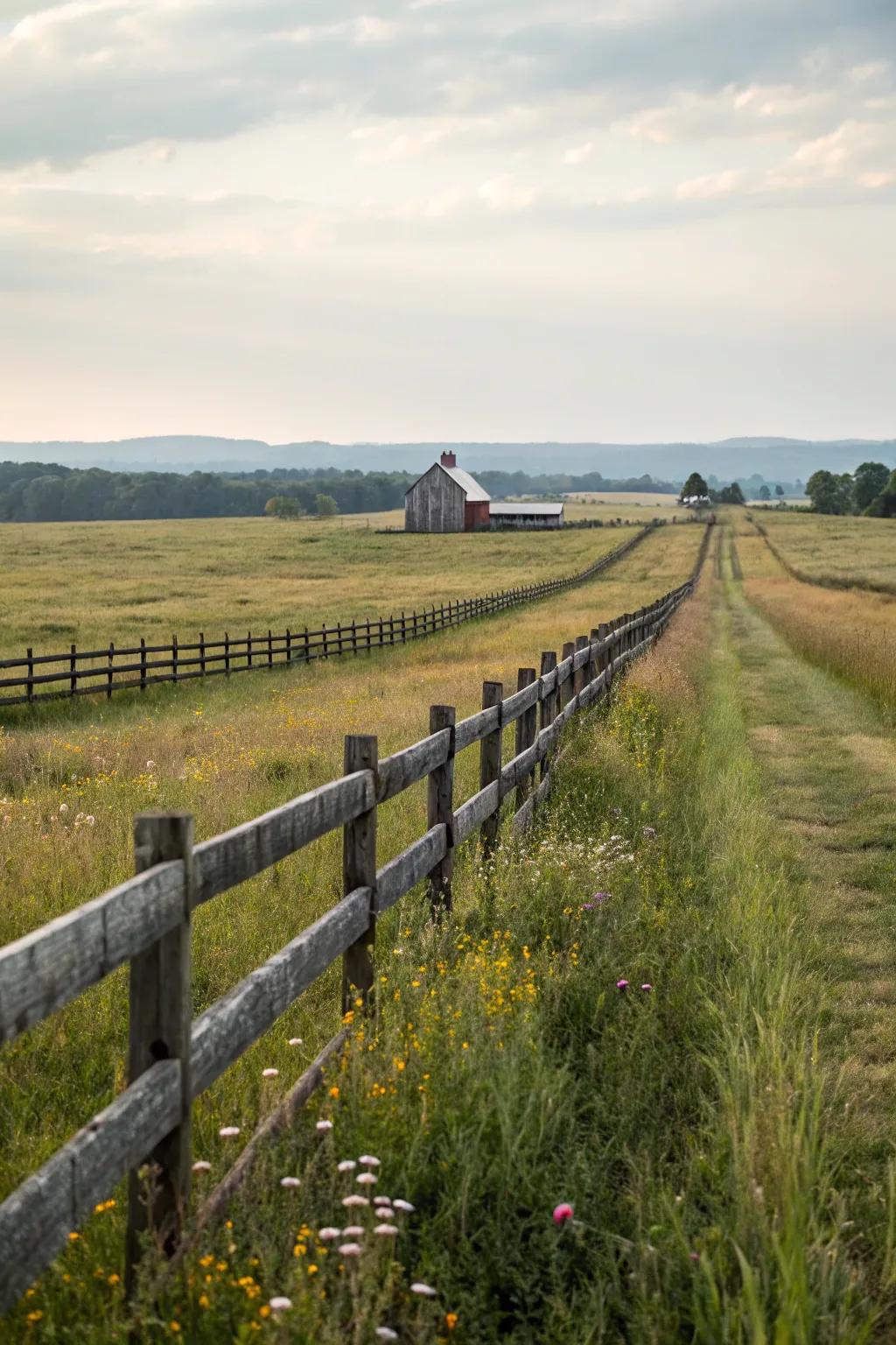 Post-and-rail fencing offers both strength and simplicity.