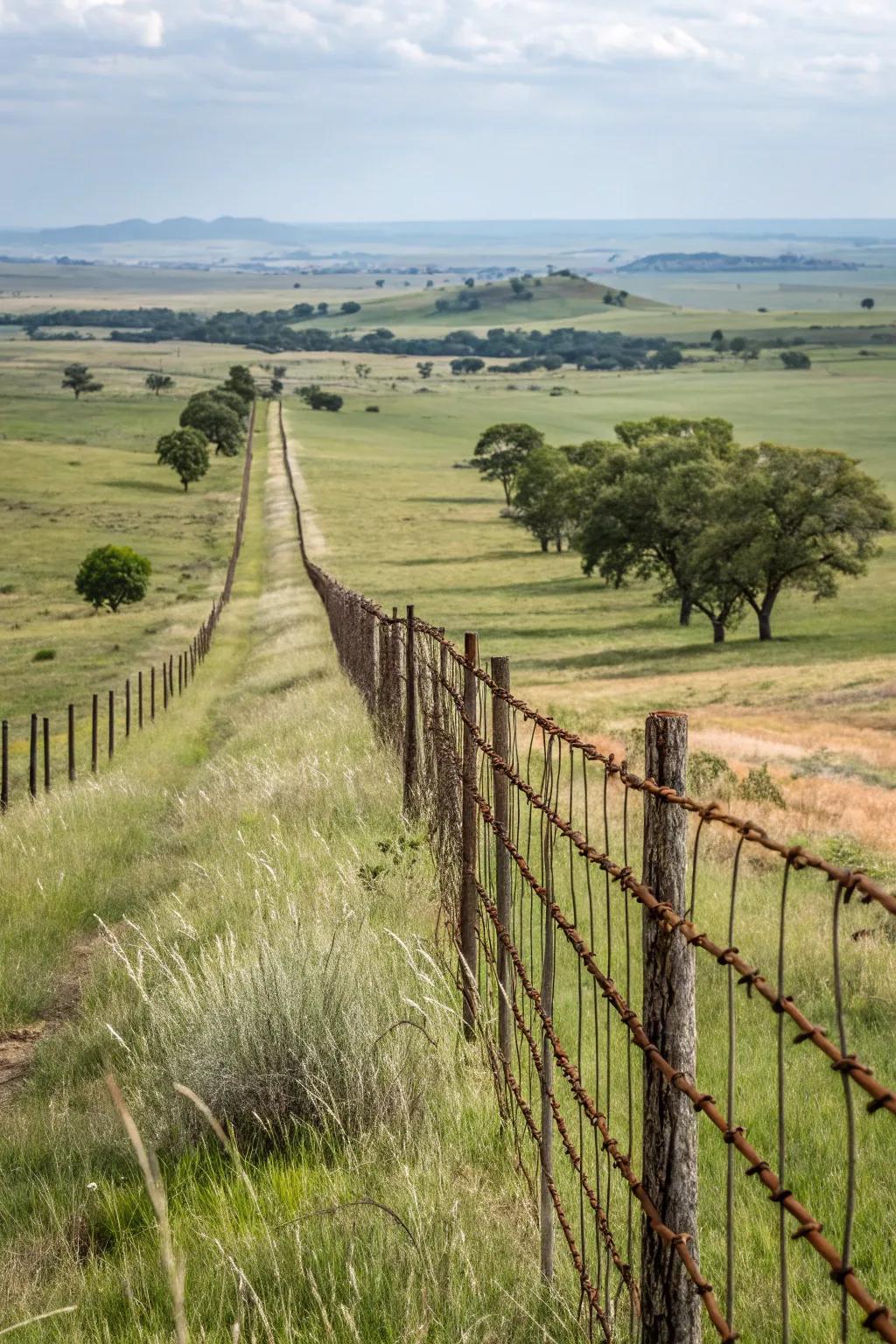 Barbed wire fences offer iconic ranch style.