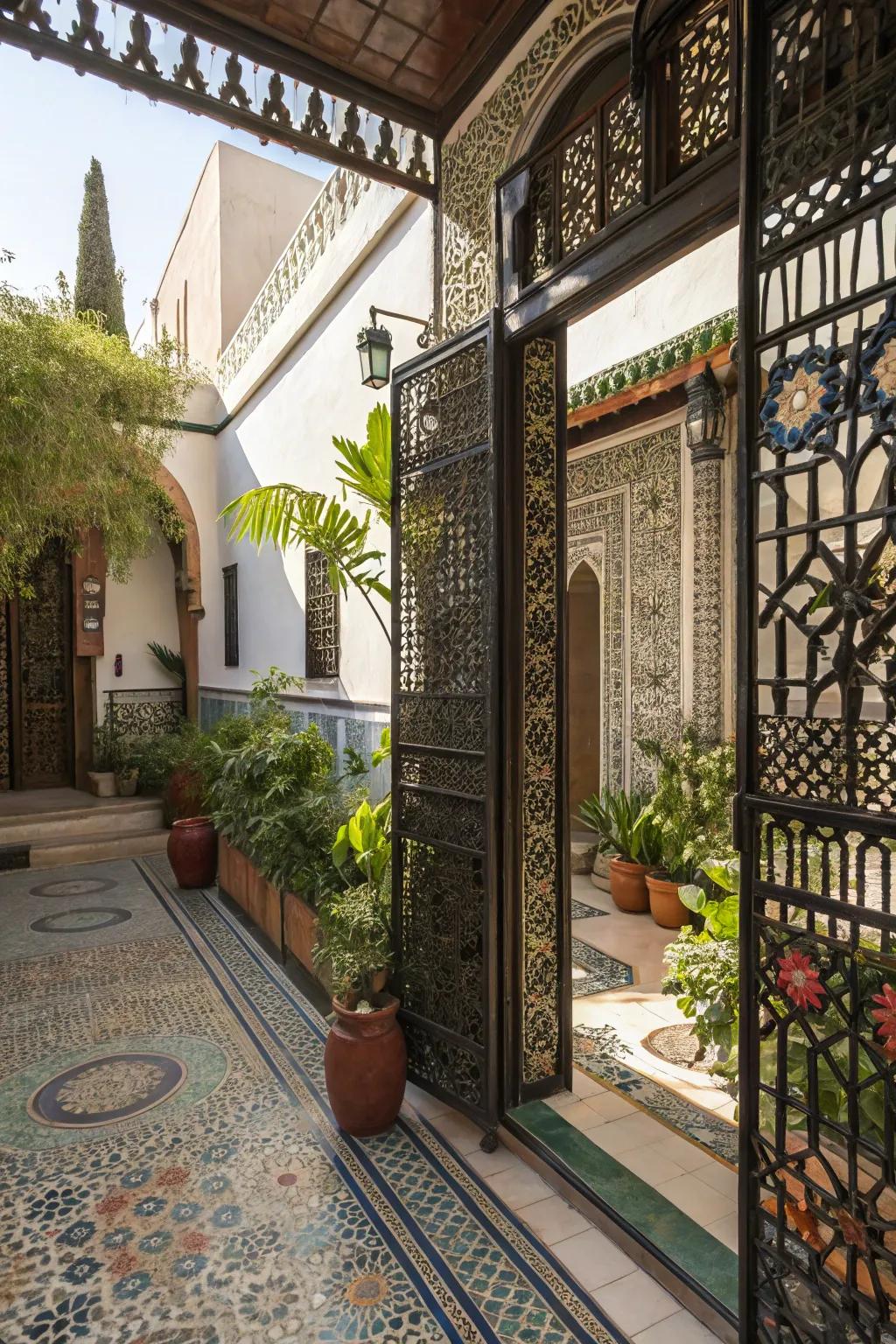 Artistic metalwork adds elegance and serves as a functional decorative piece.