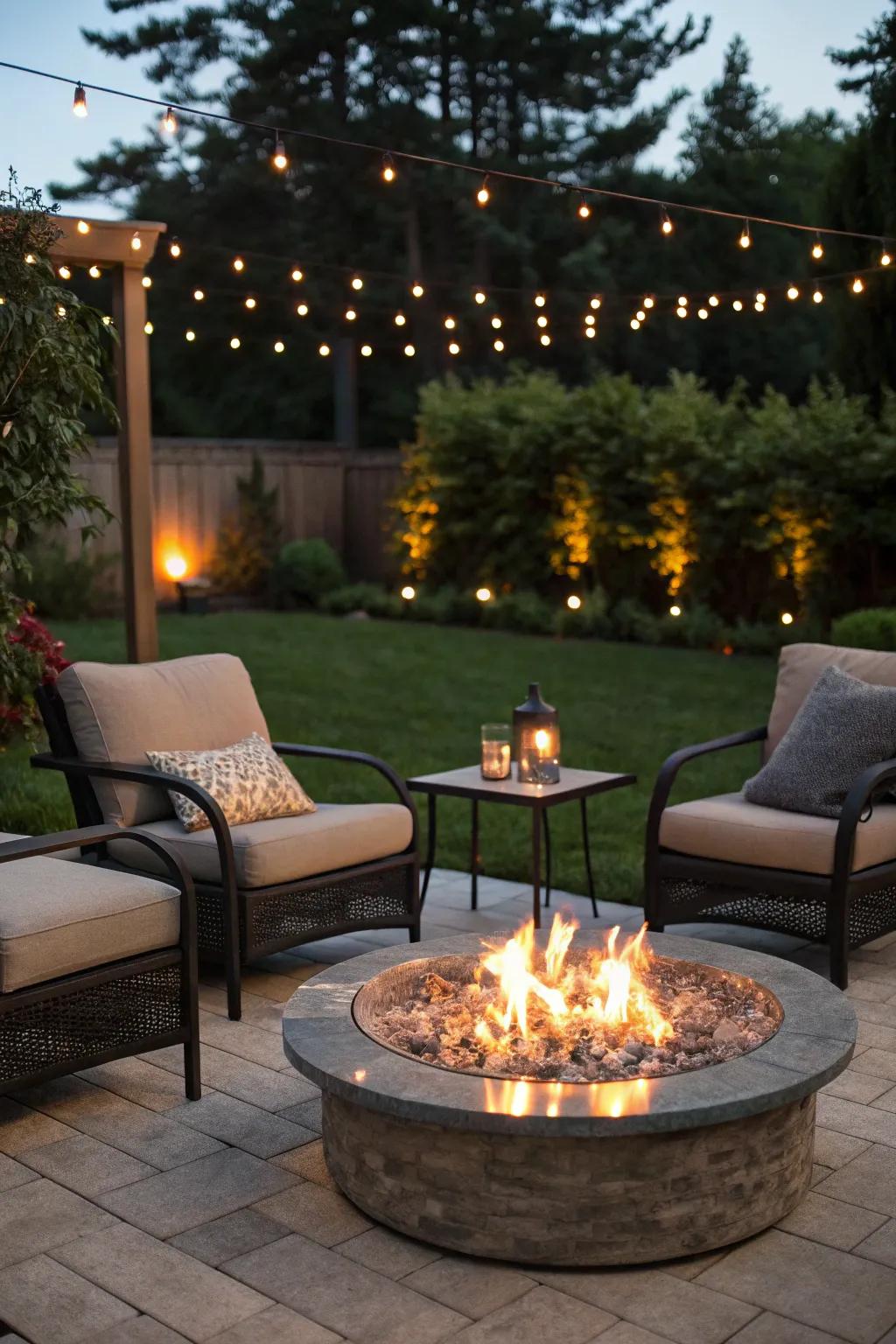Add sparkle with a glass bead fire pit.