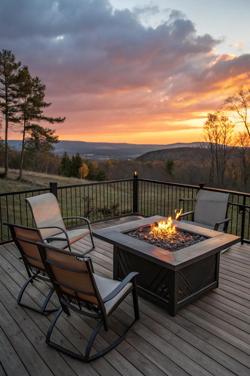 Versatile warmth with a portable fire pit table.