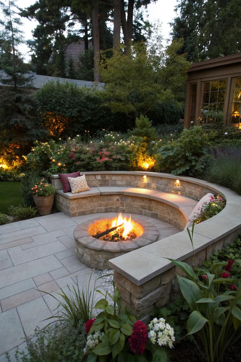 Dive into coziness with a sunken fire pit.