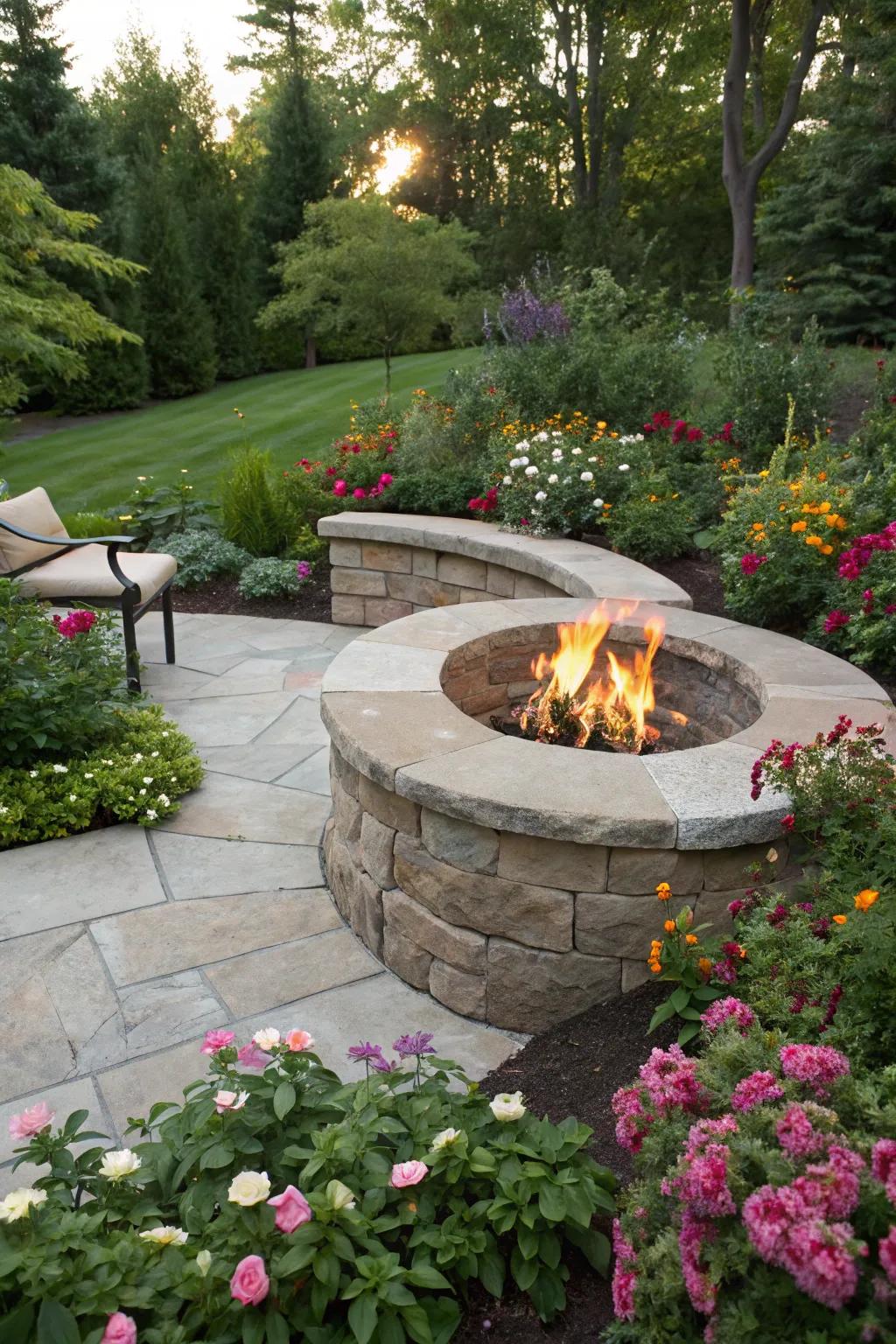 Tailor your space with a custom stone fire pit.