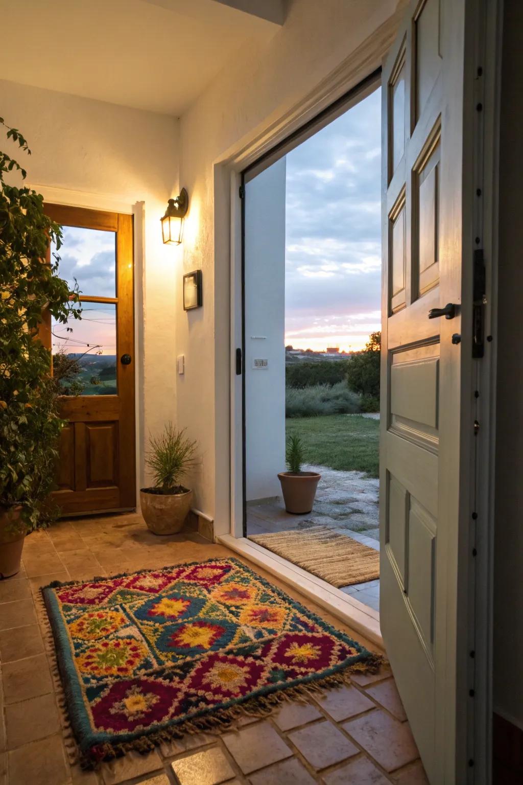 A stylish rug gives your entrance a cozy touch.