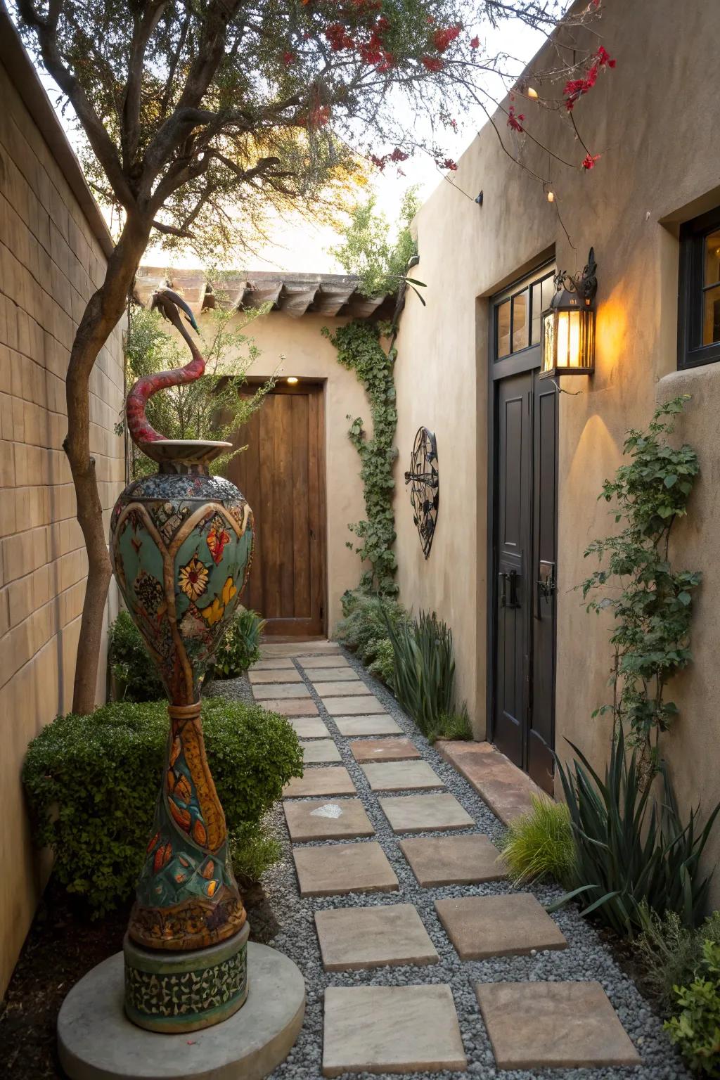 Outdoor art adds a surprising element to your space.