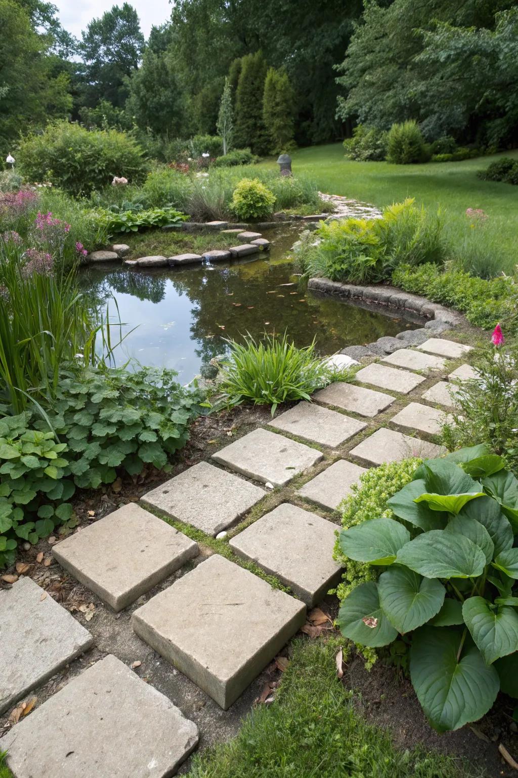 Pavers around water features enhance tranquility and beauty.