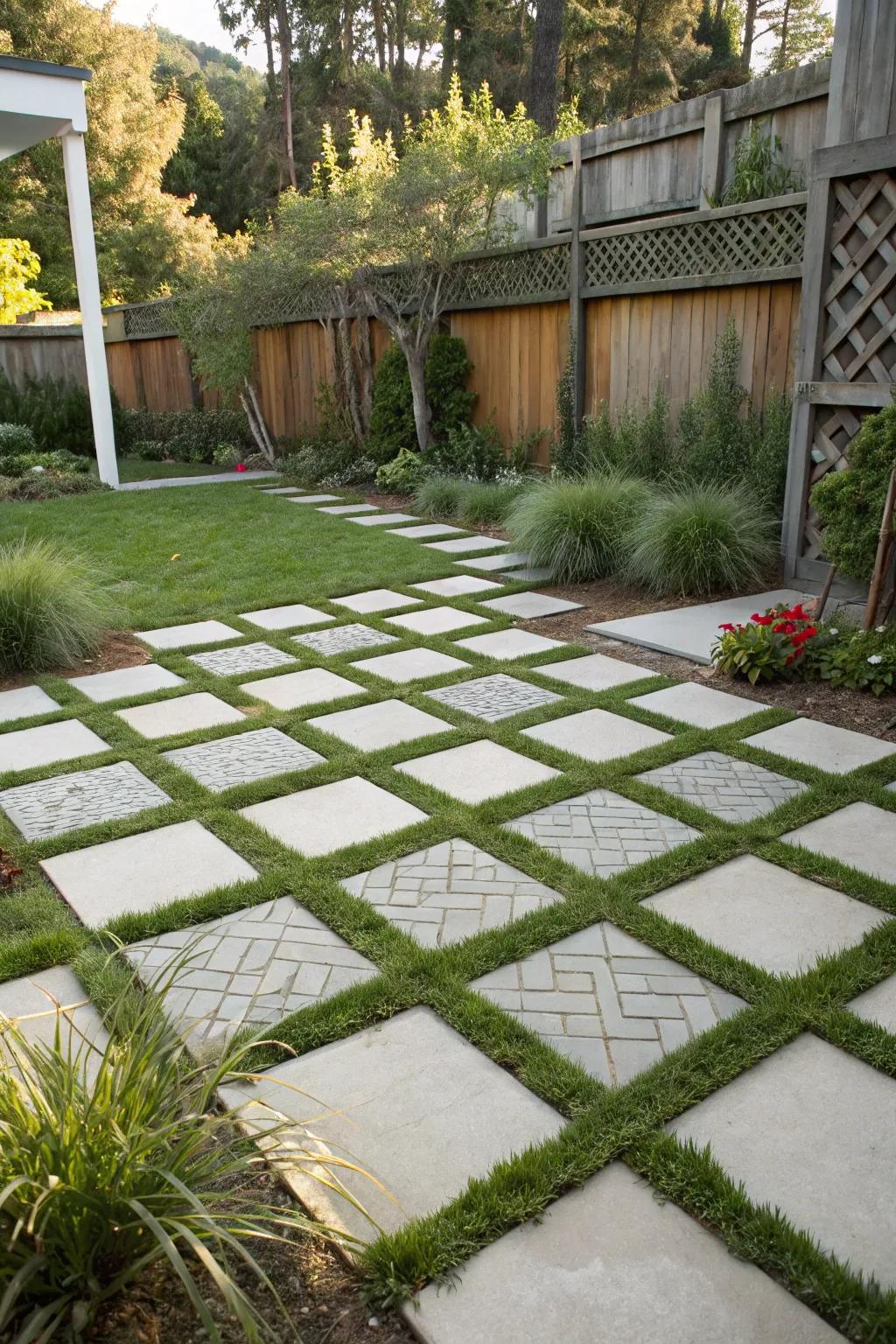 Geometric paver patterns offer a modern and artistic flair.
