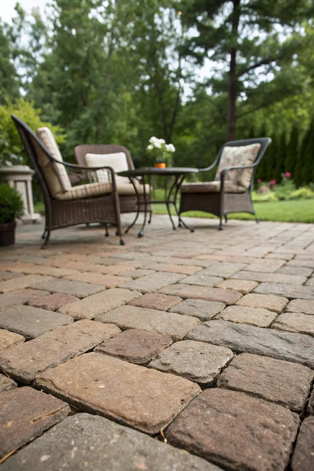 Textured pavers bring rustic charm and depth to your outdoor space.