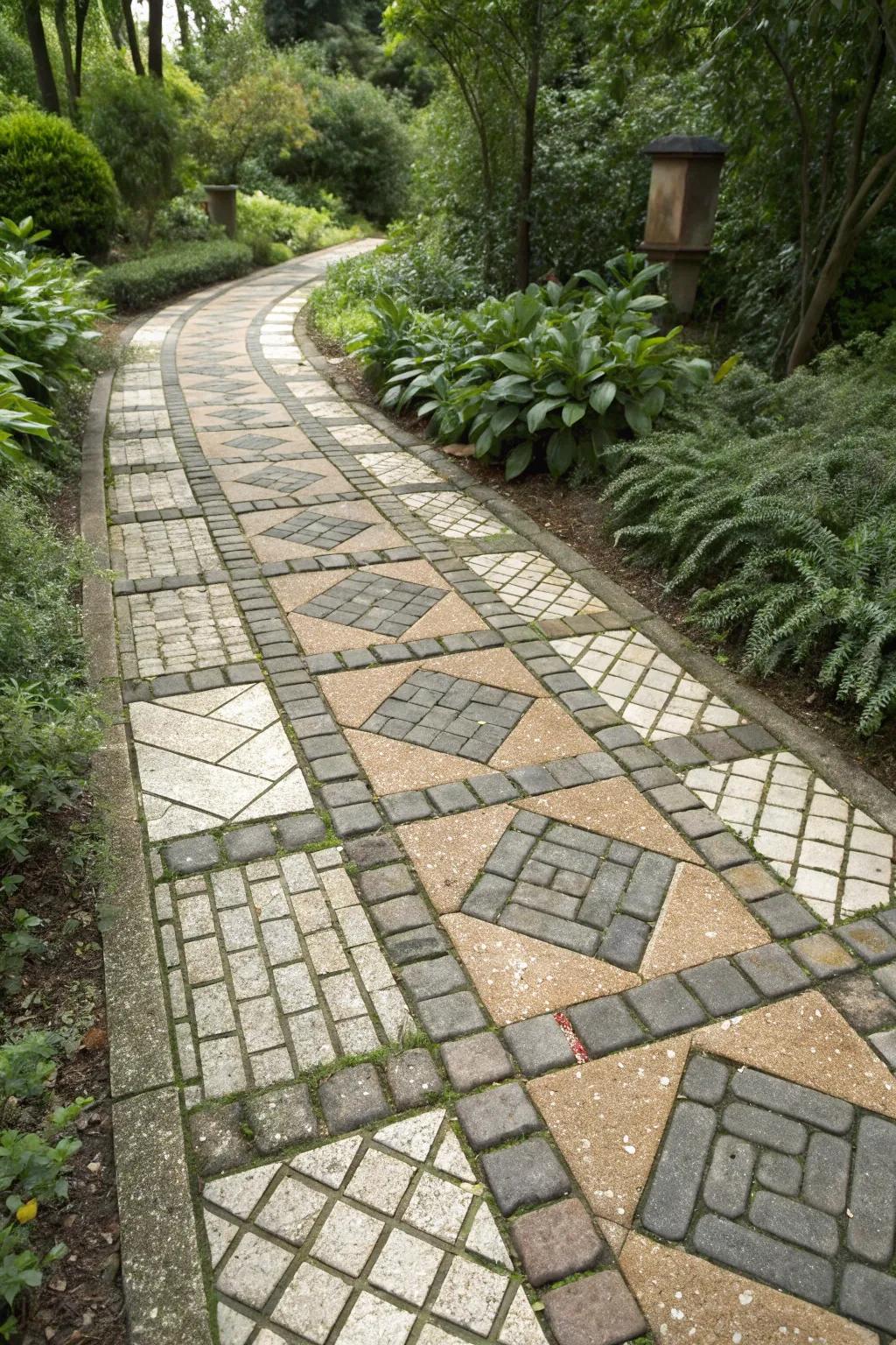 Multi-size paver patterns add complexity and intrigue.