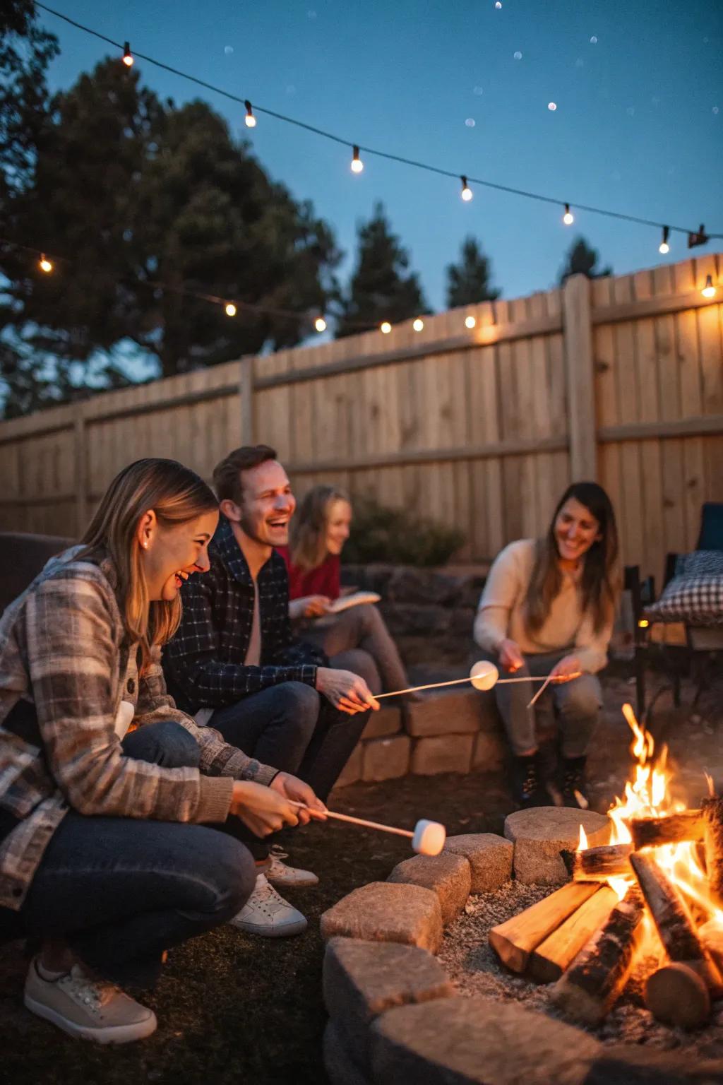 Warm up with a bonfire and s'mores for a cozy birthday gathering.