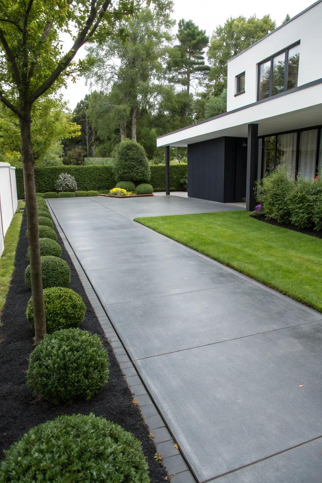 Dark gray driveways offer modern sophistication.