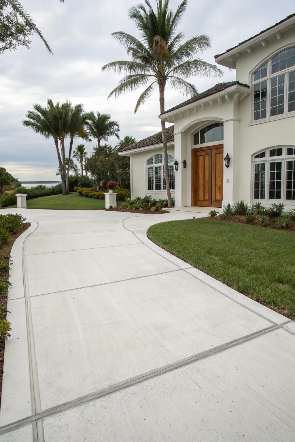Classic white driveways provide a fresh, clean look.