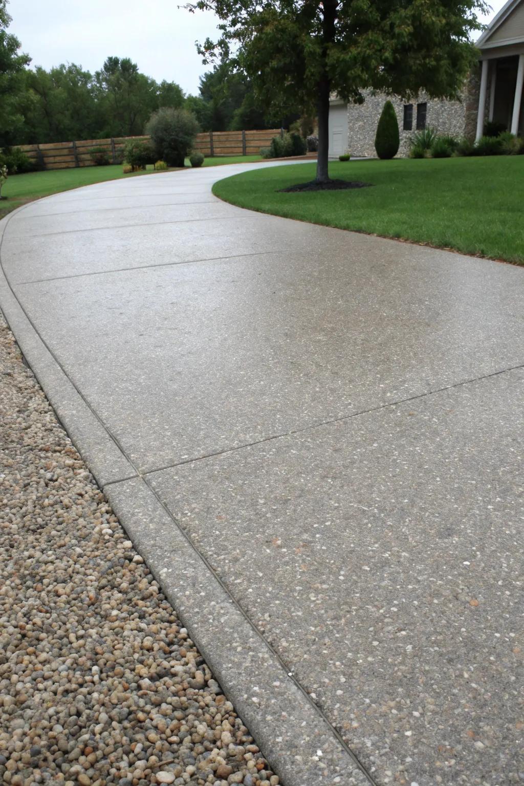 Pebble gray driveways offer a natural and understated look.