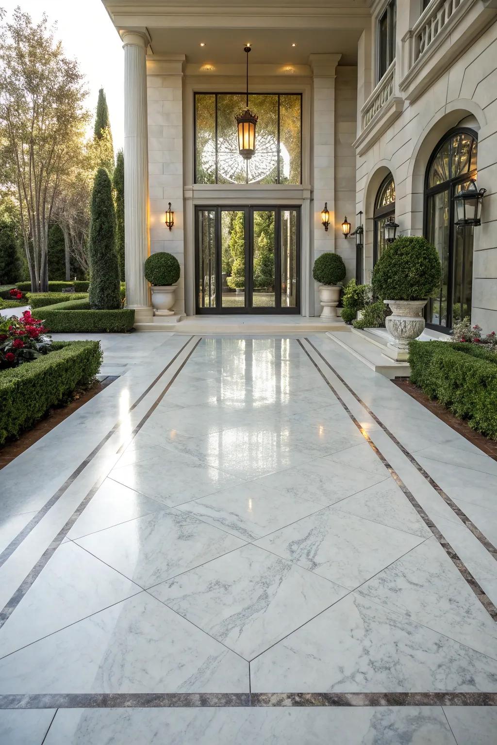 Marble-effect driveways provide an opulent and luxurious look.