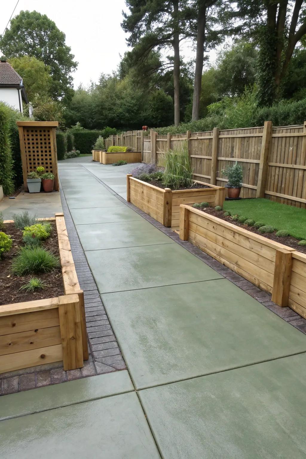 Olive green driveways offer a natural, earthy appeal.