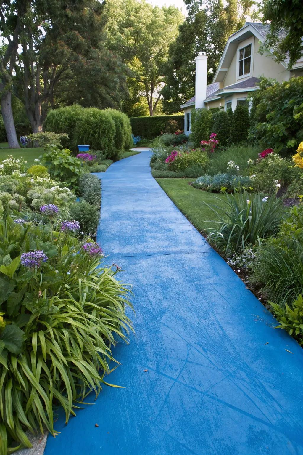 Cobalt blue driveways offer a bold and artistic statement.