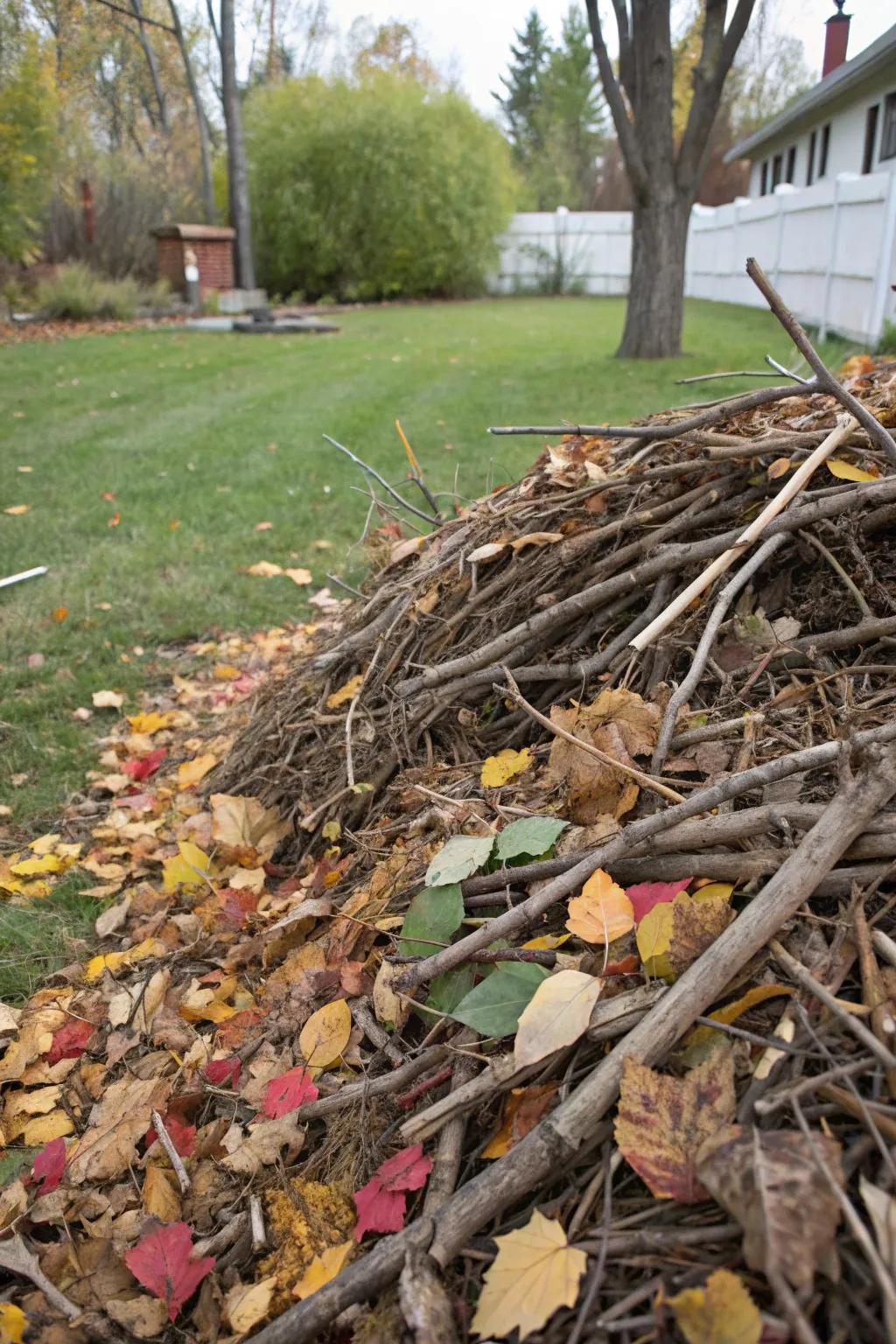 Brush piles offer shelter and are easy to create with natural debris.