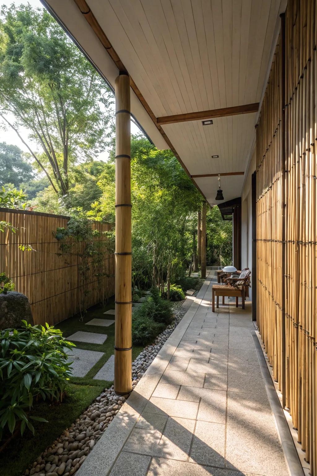 Bamboo screens provide a natural and stylish windbreak.