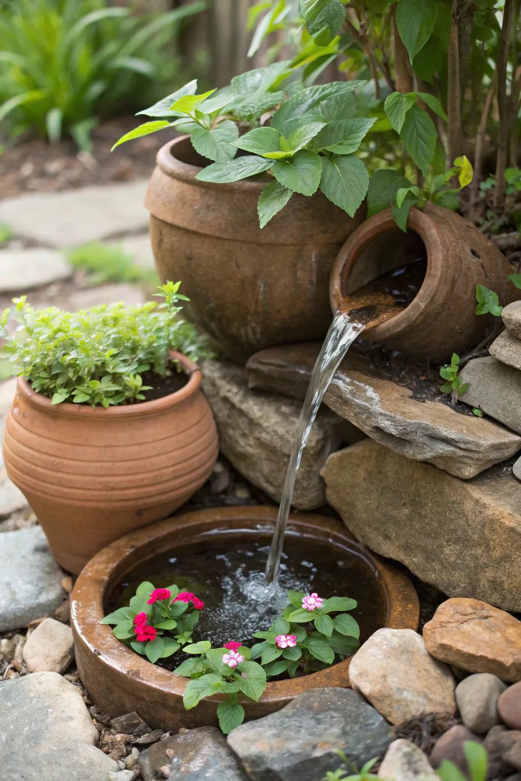 A DIY water feature adds tranquility to your outdoor space.