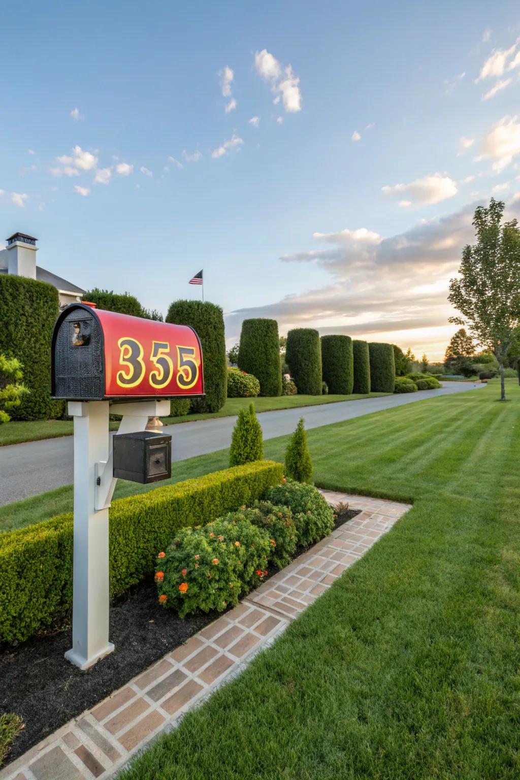 A custom numbered mailbox that stands out with flair.