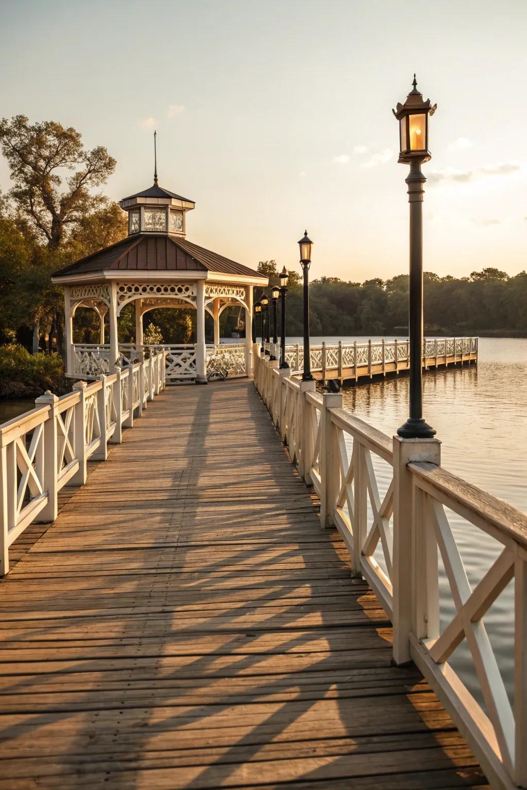 Wooden railings add a timeless and natural touch to any dock.