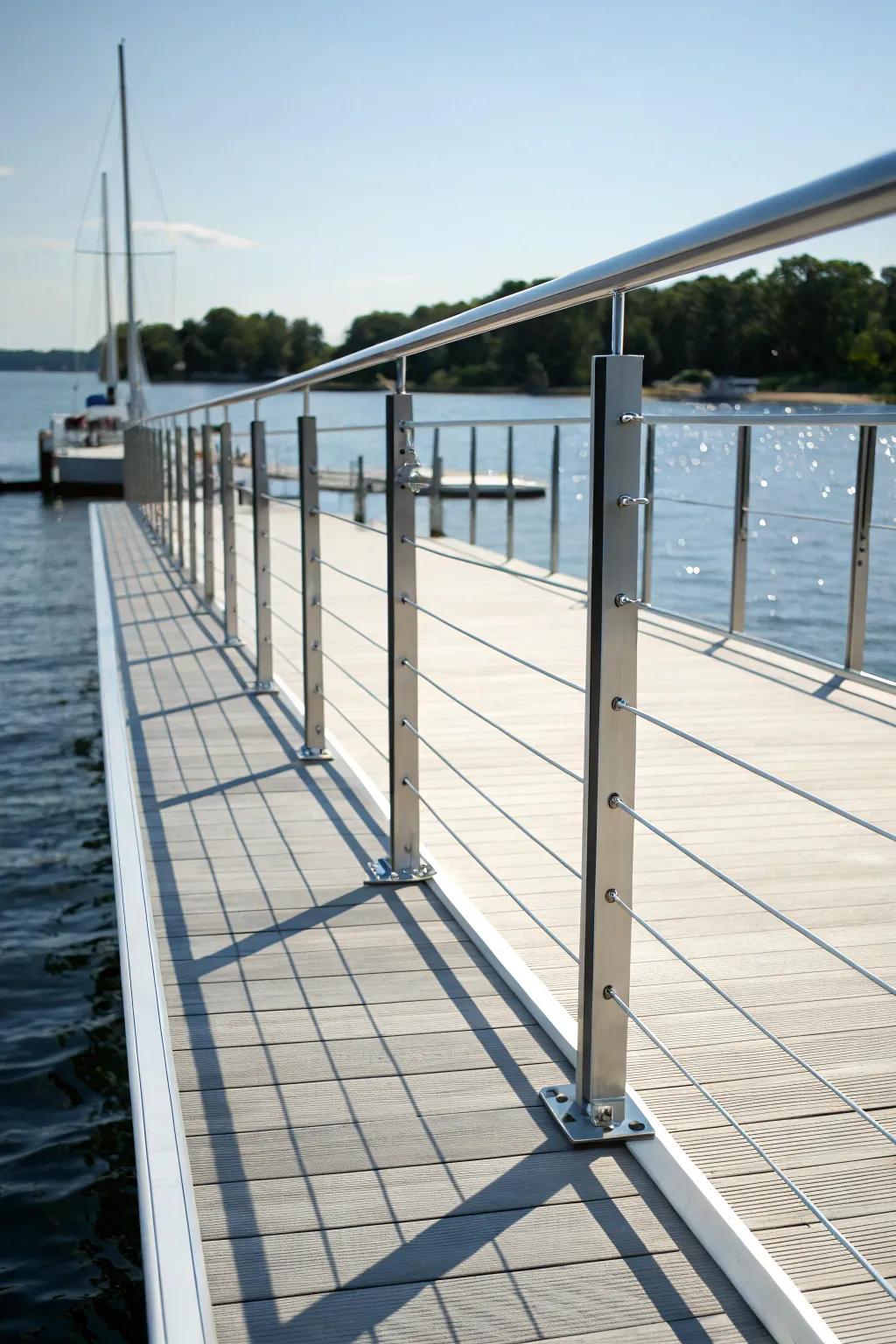 Cable railings offer a contemporary and unobtrusive look for your dock.