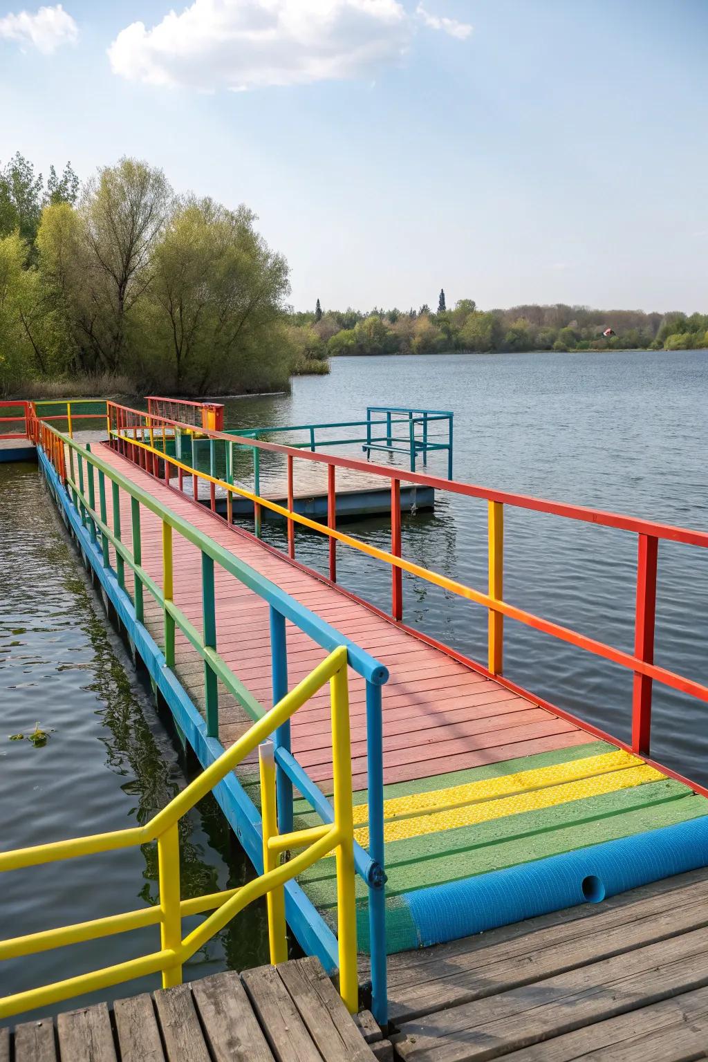 Painted railings bring vibrant color and personality to your dock.