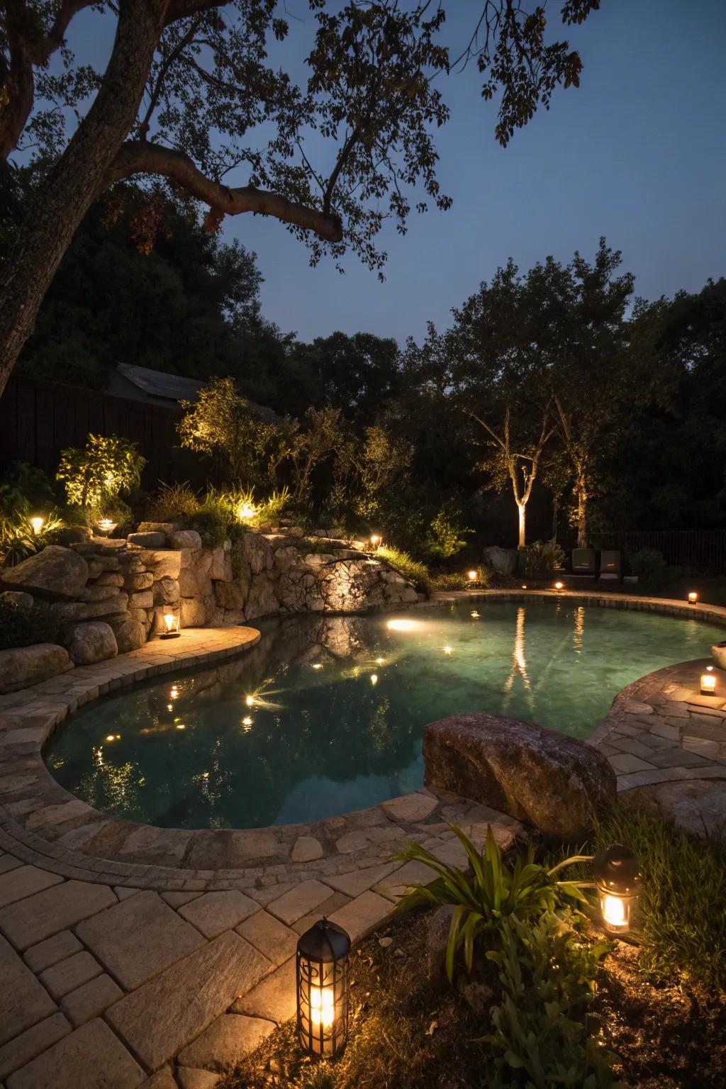 Lighting creates a magical atmosphere around your pool.