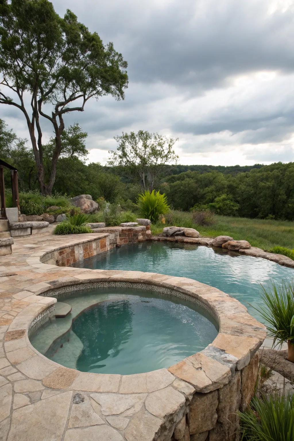 A hot tub adds a luxurious feel to your lagoon pool.
