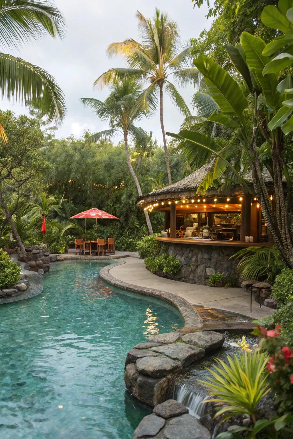 A swim-up bar is perfect for entertaining guests.