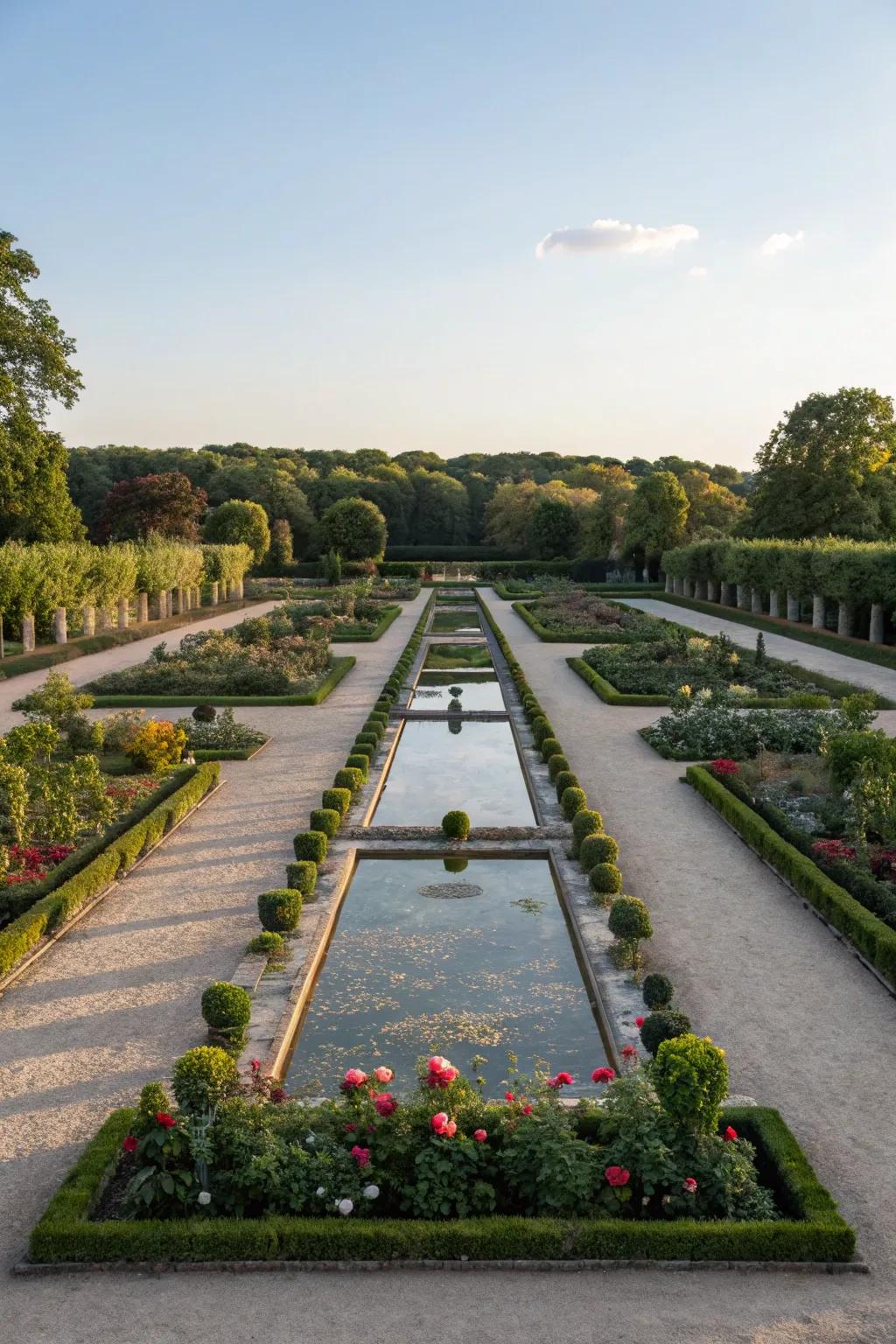 Symmetrical garden design for balance and harmony.