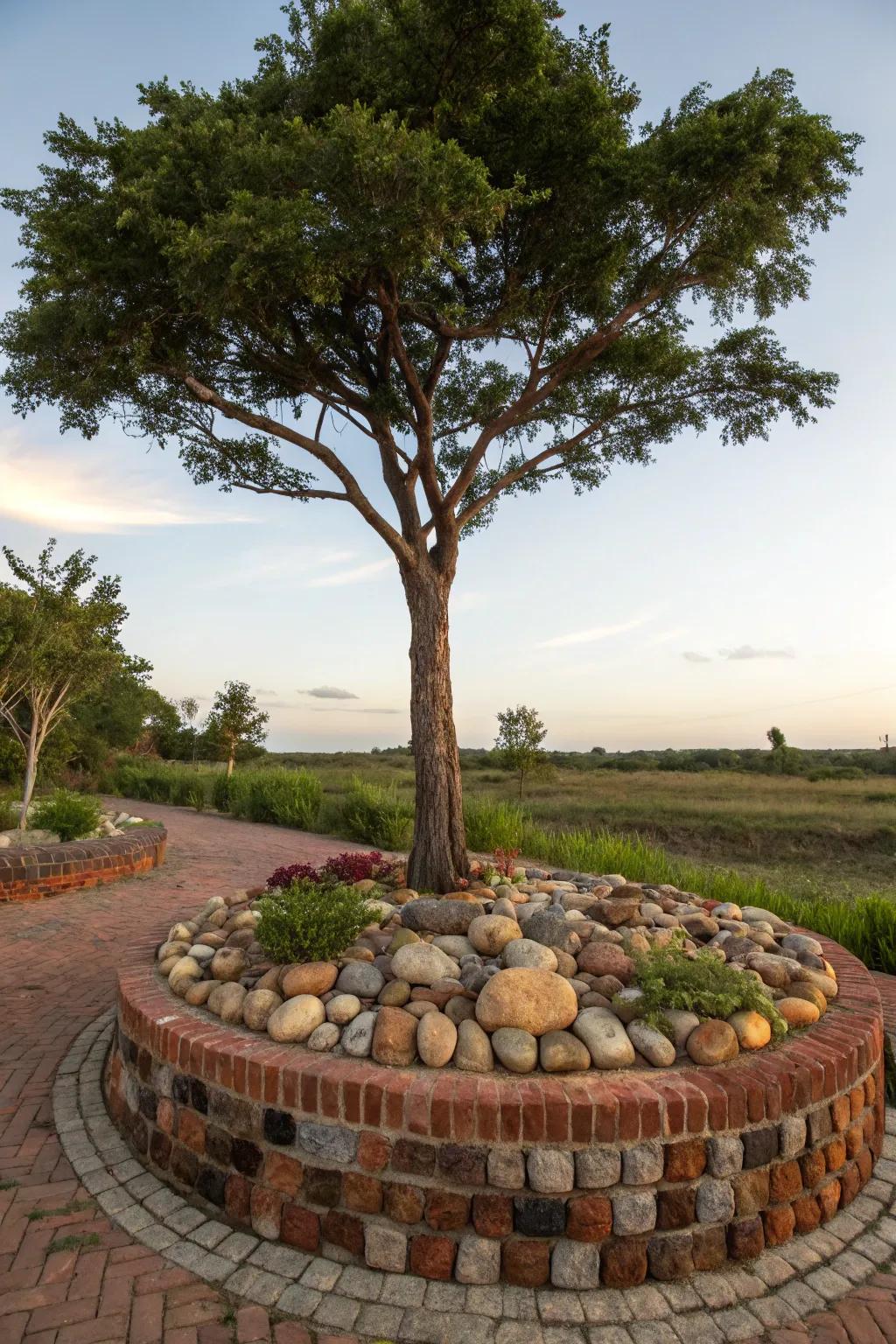 Mixing bricks and stones offers a textured and varied look.