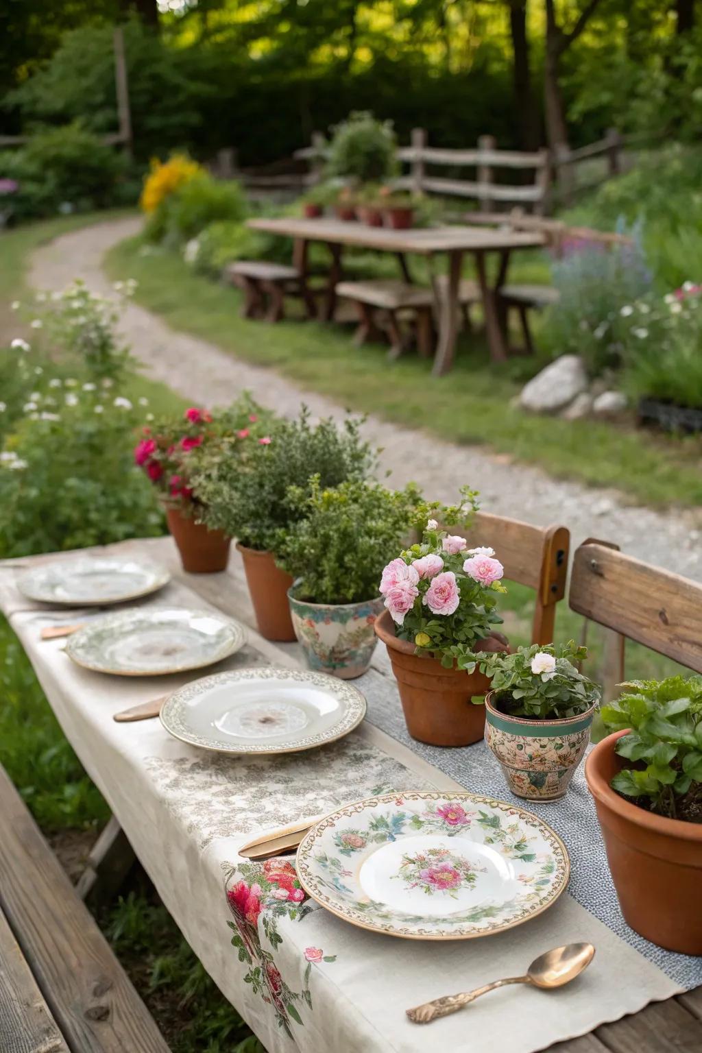 Rustic tablescapes bring warmth and charm to your garden party.