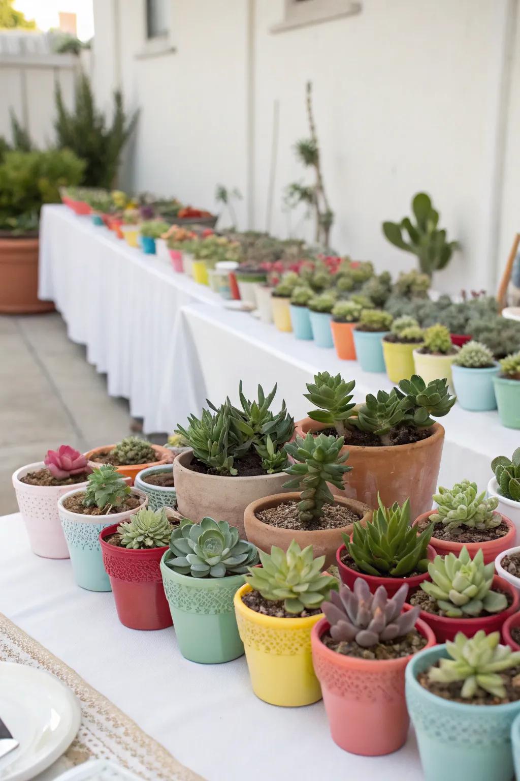 Succulent favors offer a lasting memory of the day.