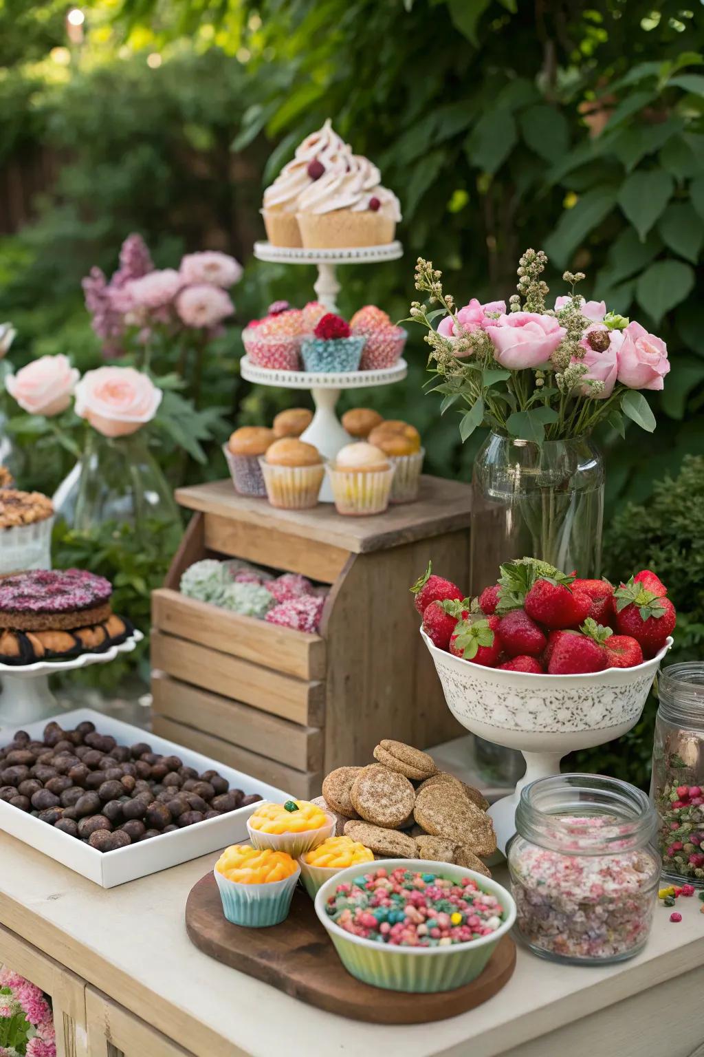 Interactive dessert bars invite creativity and indulgence.