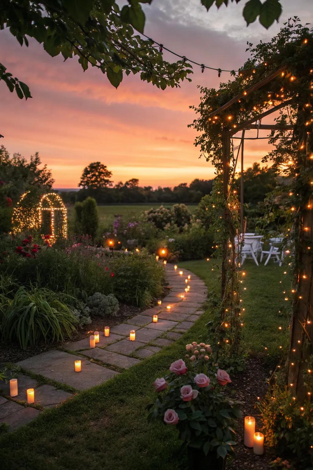 Sunset lighting brings a magical close to your event.
