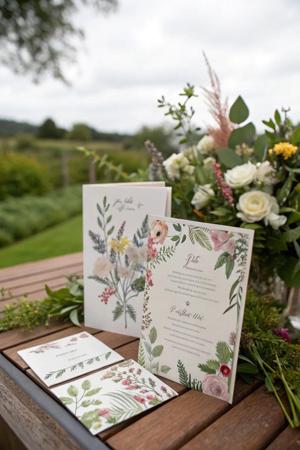 Nature-inspired invites set the tone for a garden celebration.