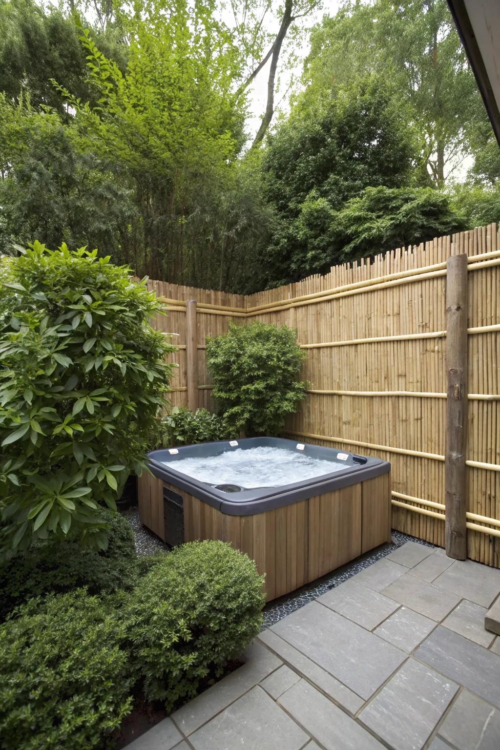 Create a private sanctuary with fencing and lush shrubbery.