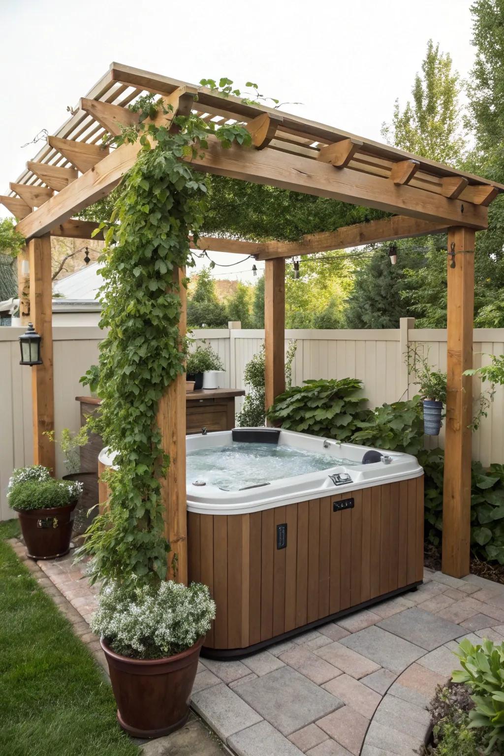 Add elegance and shade with a pergola over your hot tub.