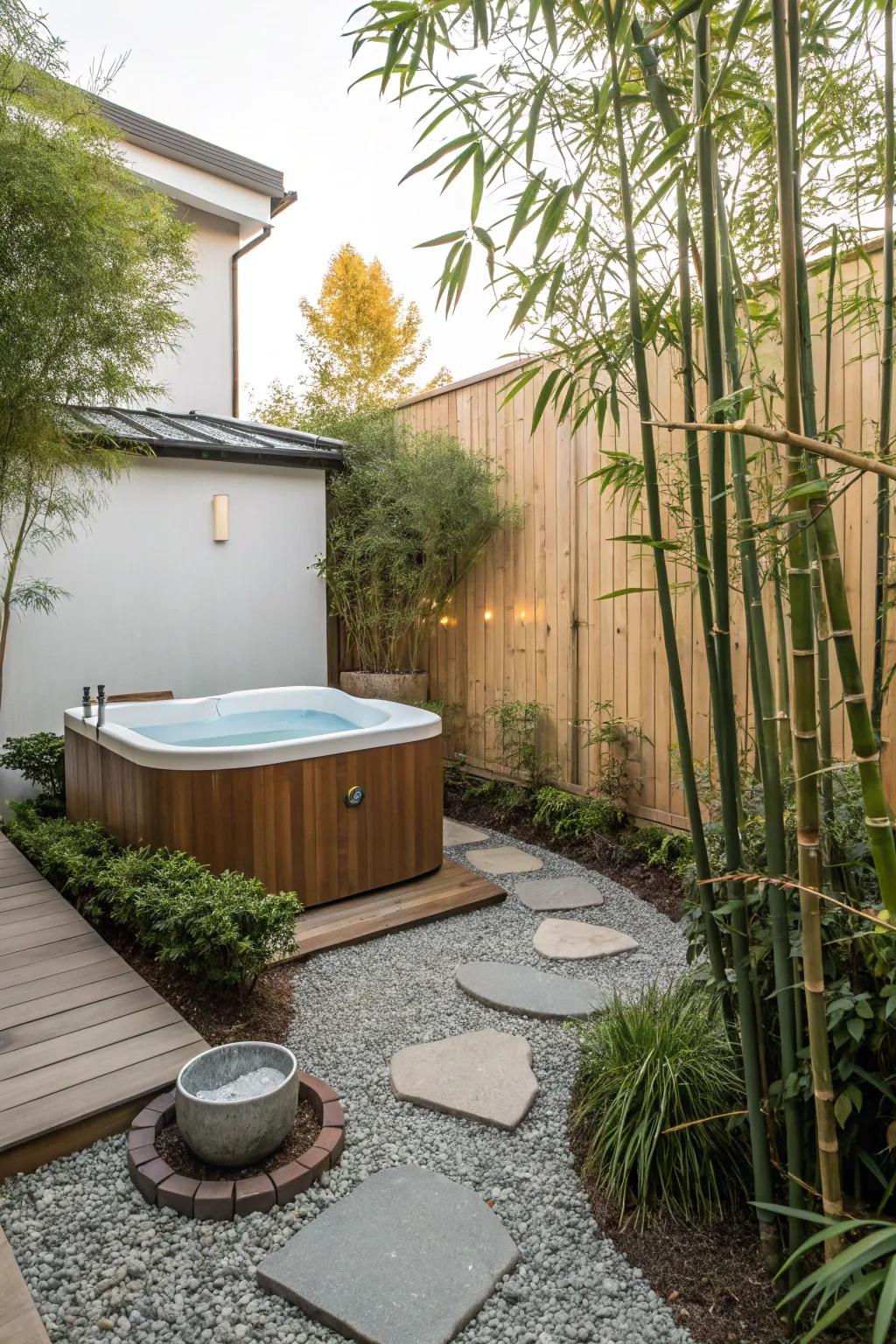 Transform your hot tub area into a calming zen retreat.