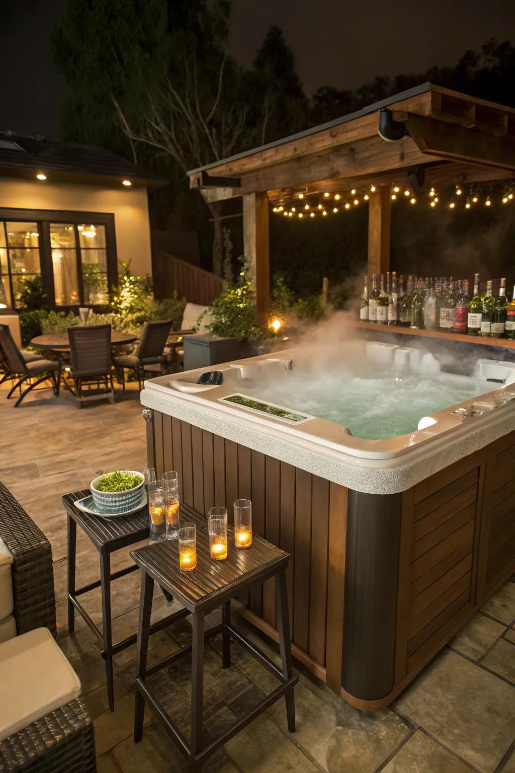 Elevate your hot tub experience with a convenient outdoor bar.