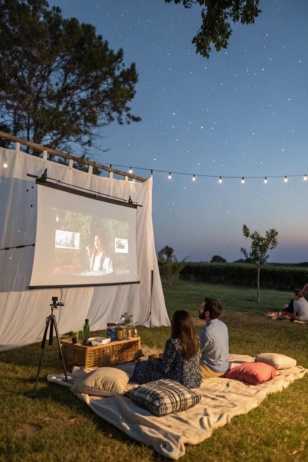 An outdoor movie night setup for added entertainment.