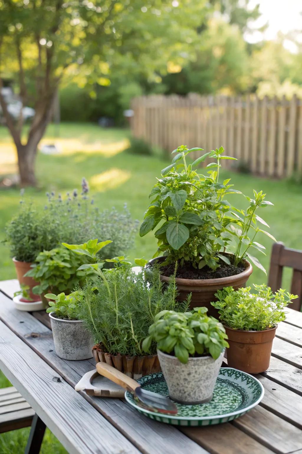 A practical and decorative herb garden for your picnic.