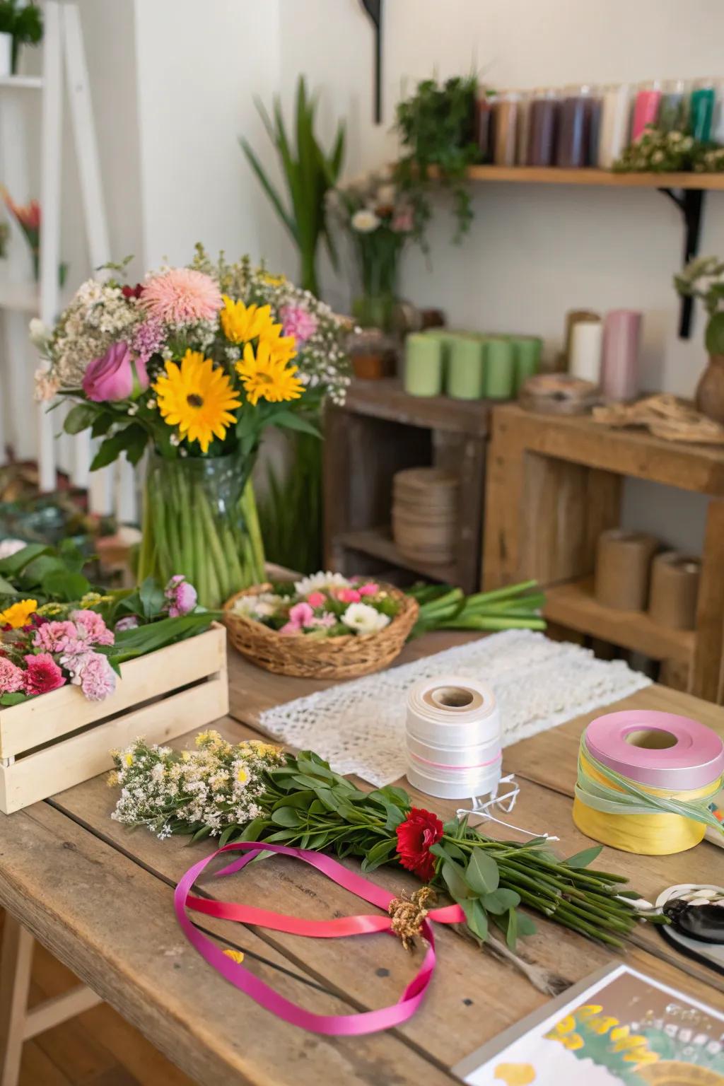 A fun flower crown station for guests to enjoy.