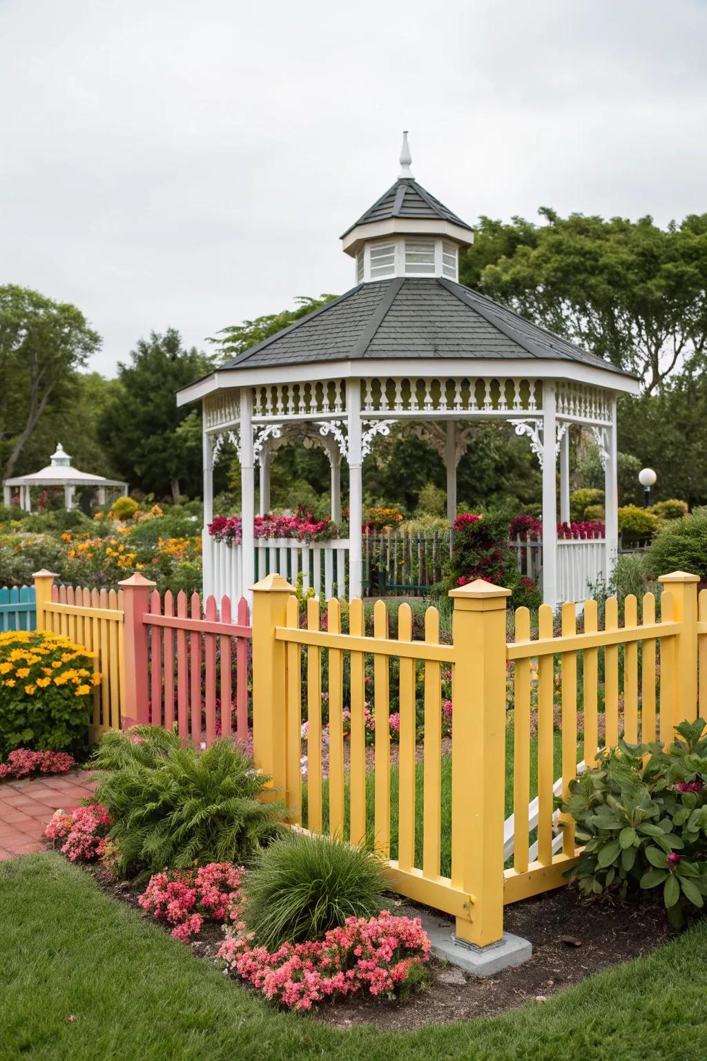 A pop of color can transform your gazebo into a focal point.