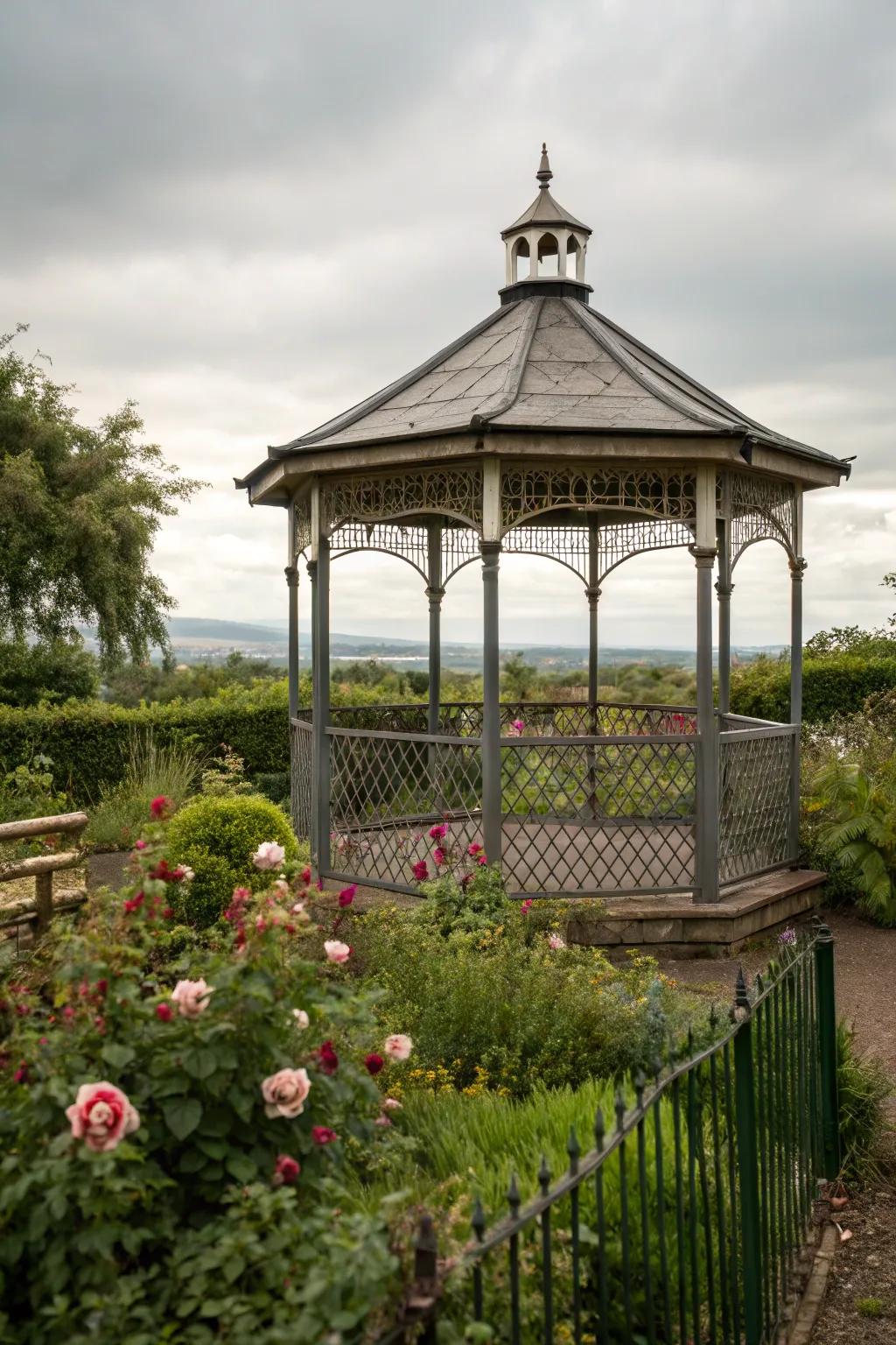 Tall fencing offers privacy and a sense of enclosure.