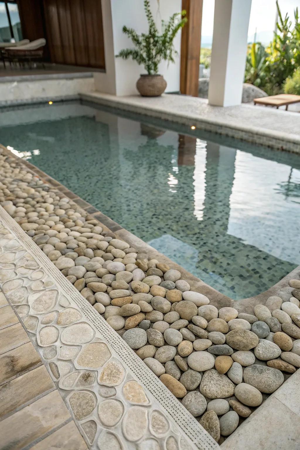 Pebble finishes provide a natural and durable pool surface.